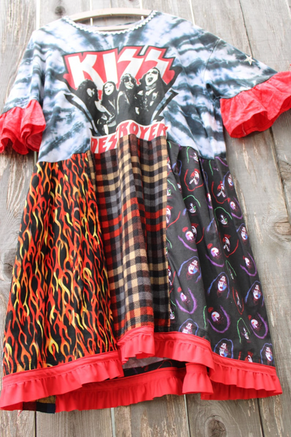 KISS Print Patchwork Short-Sleeve Dress