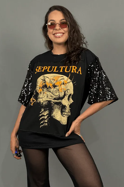 Sepultura Sequined Sleeve Tee