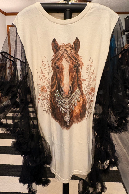 Pony-Print Dolman-Sleeve Tee