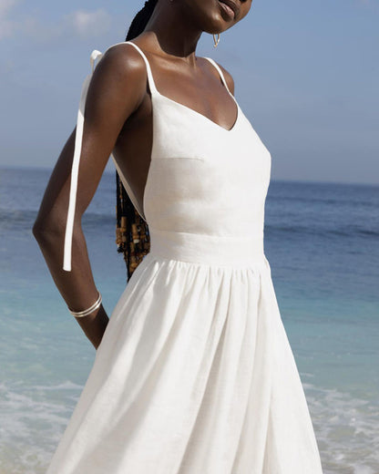 Robe bustier dos nu à col en V chic 