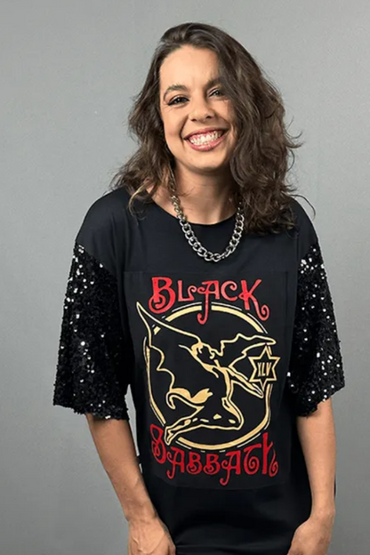 Black Sabbath Sequined Sleeve Tee