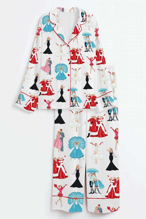 Women's White Christmas Movie Satin Pajama Set