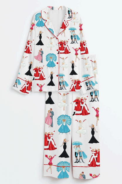 Women's White Christmas Movie Satin Pajama Set