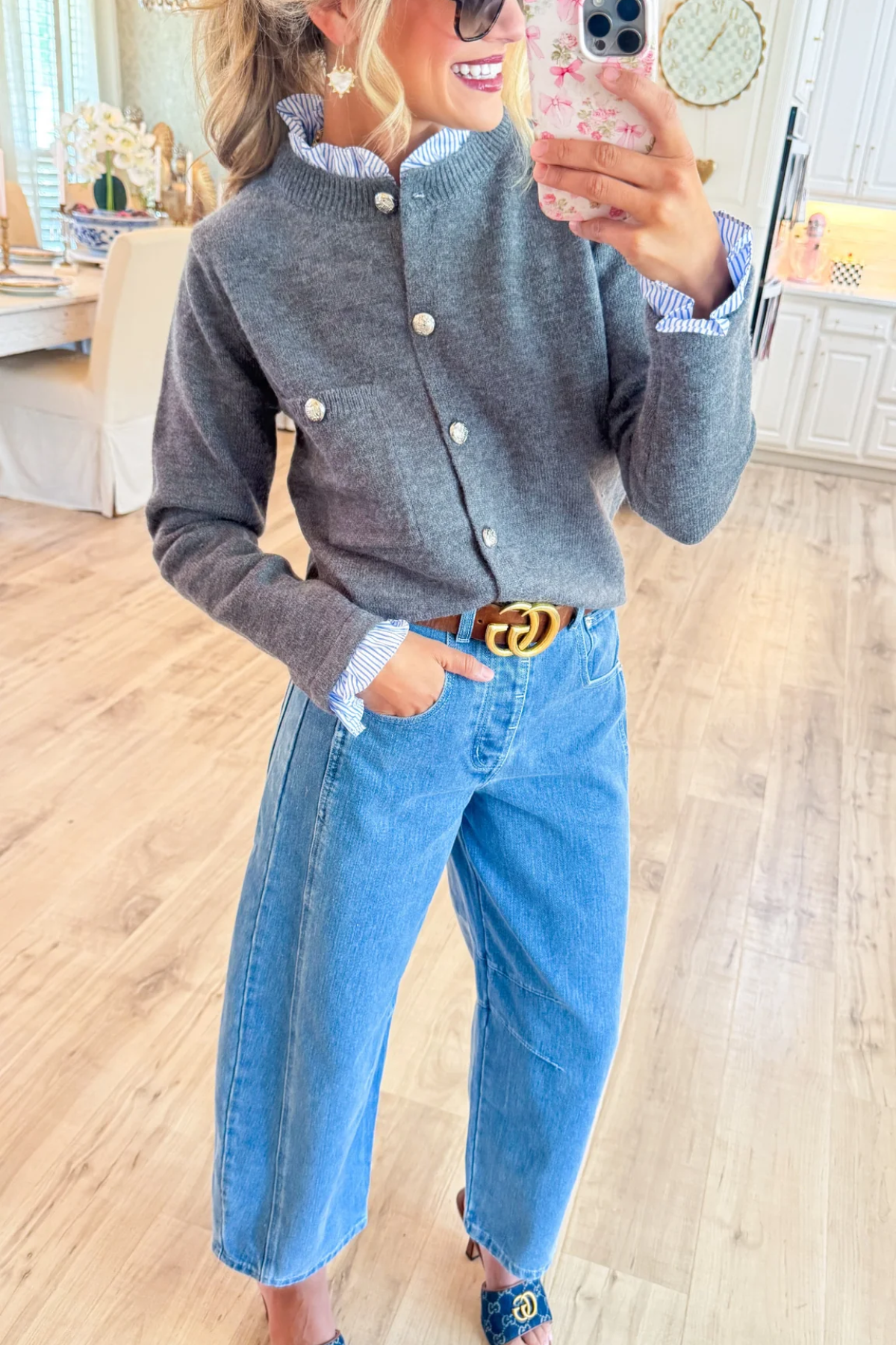 Grey Contrast Cardigan