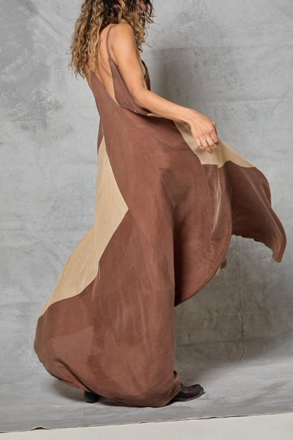Contrast-color Strap Dress