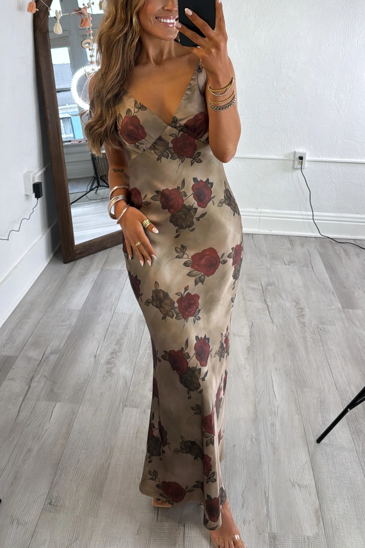 Rosebud Midi Dress, Olive/Taupe