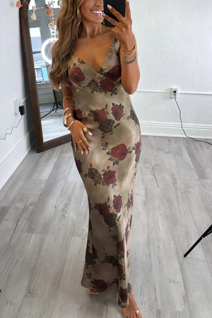 Rosebud Midi Dress, Olive/Taupe