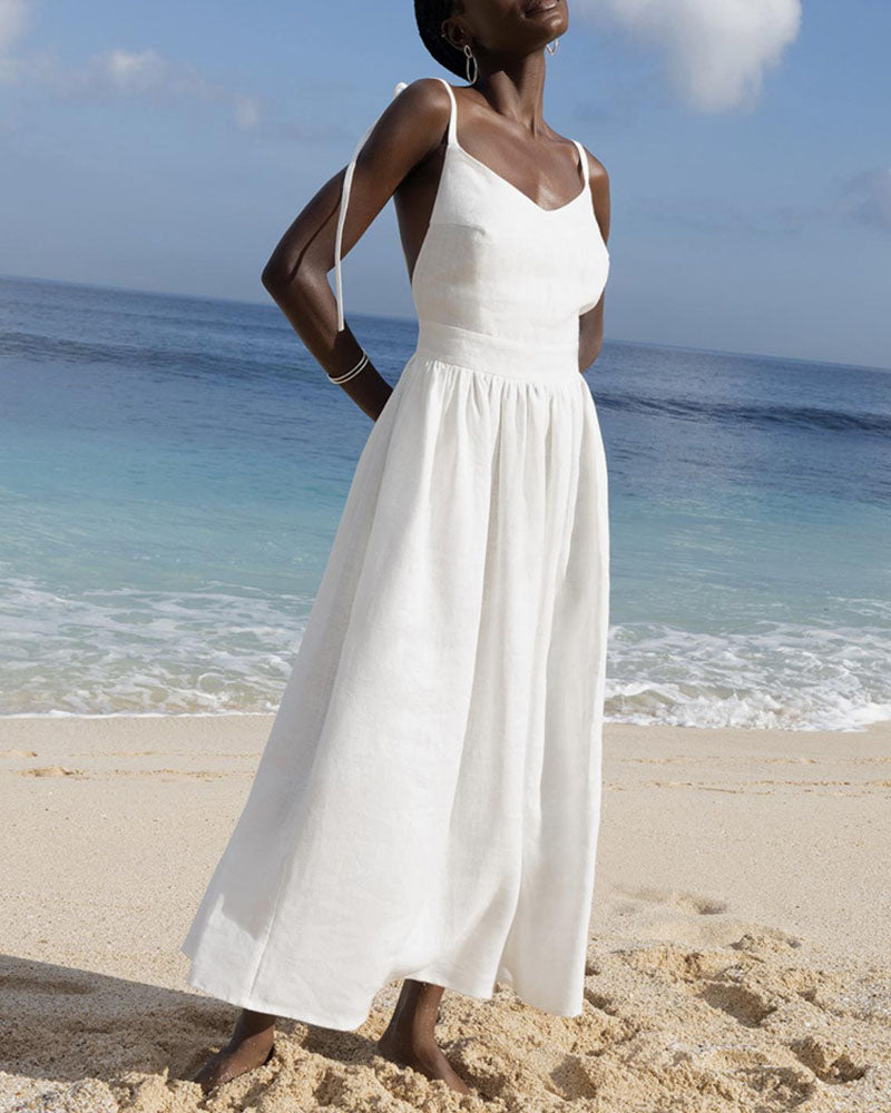 Robe bustier dos nu à col en V chic 