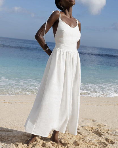 Robe bustier dos nu à col en V chic 
