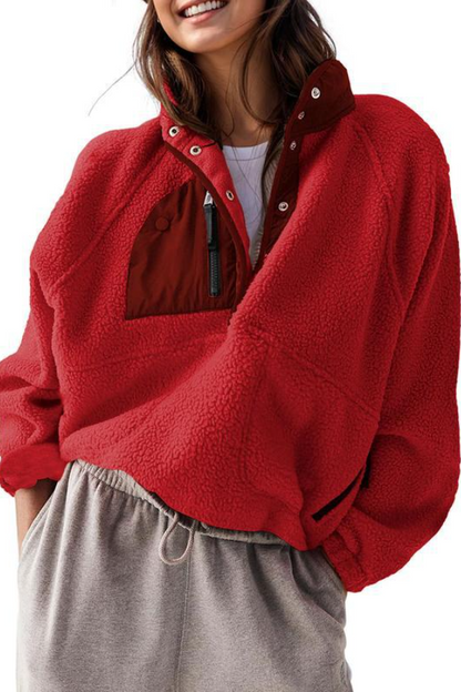 Cozy Fleece Jacket Long Sleeve Pullover Women Coat