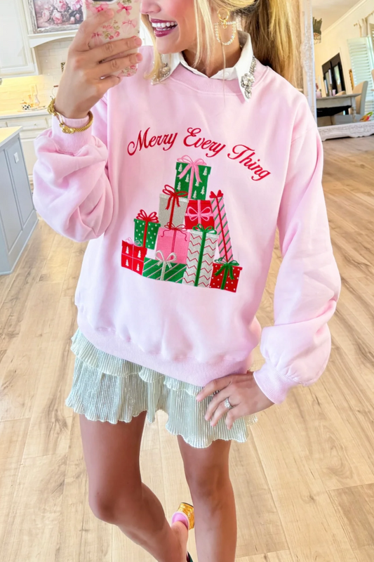 Merry Every Thing Pink Sweatshirt