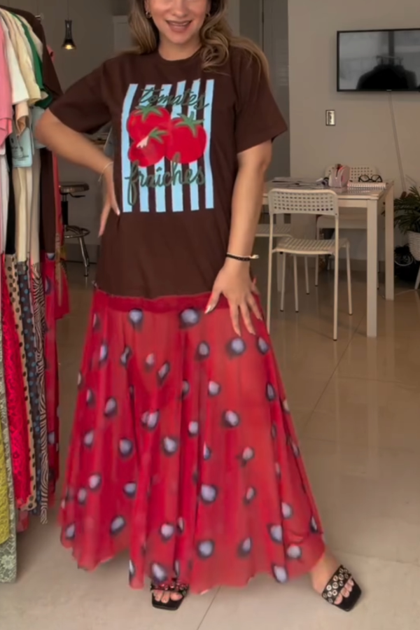 Tomato Print Recycled Dress