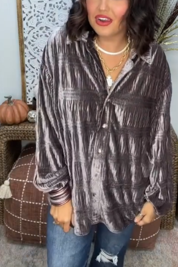 Wrinkle Effect Velvet Blouse