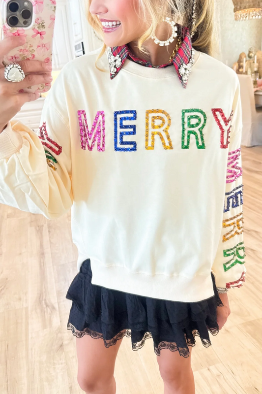 Cream Merry Merry Merry Sweatshirt