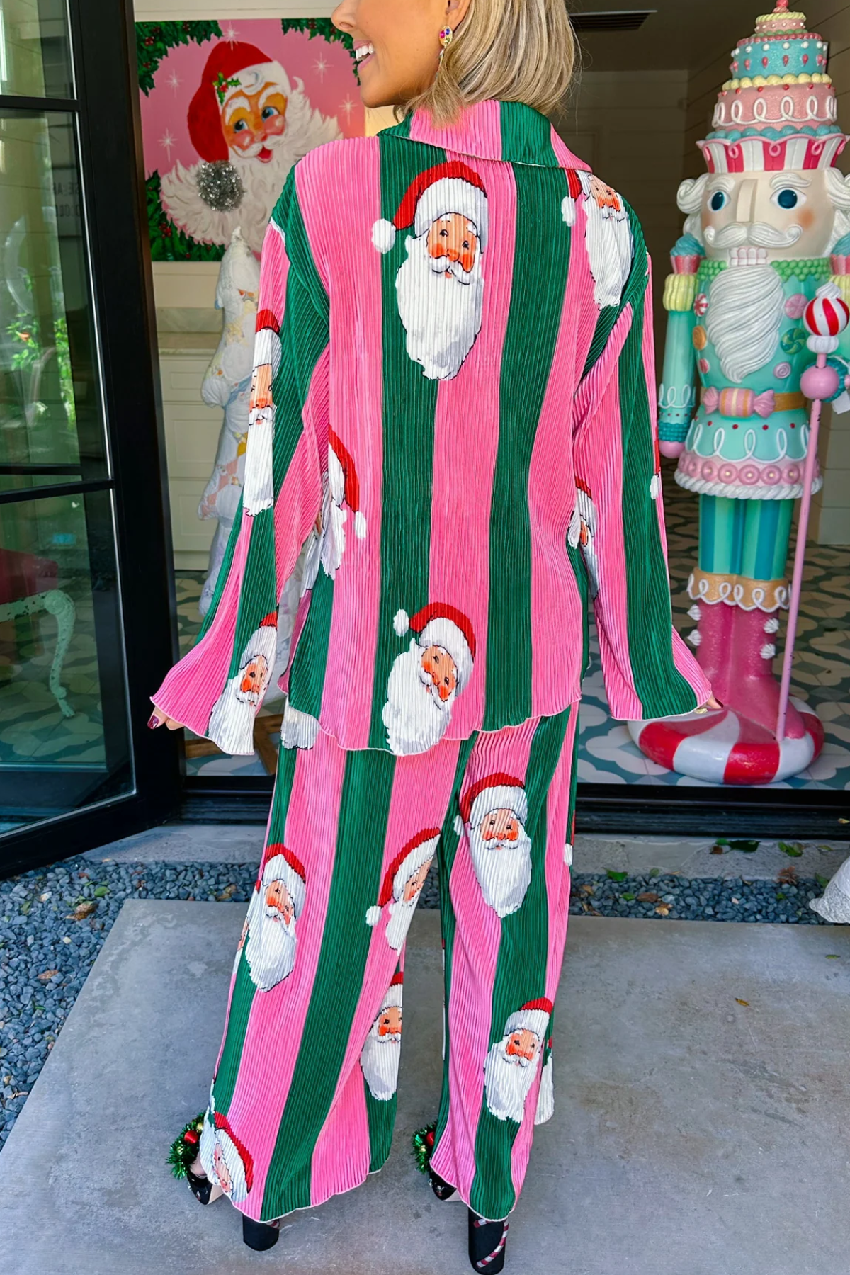 SAINT NICK STRIPE PANT SET - PINK/GREEN