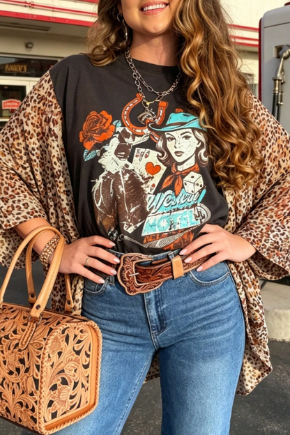 Printed Dolman-Sleeve T-Shirt Top