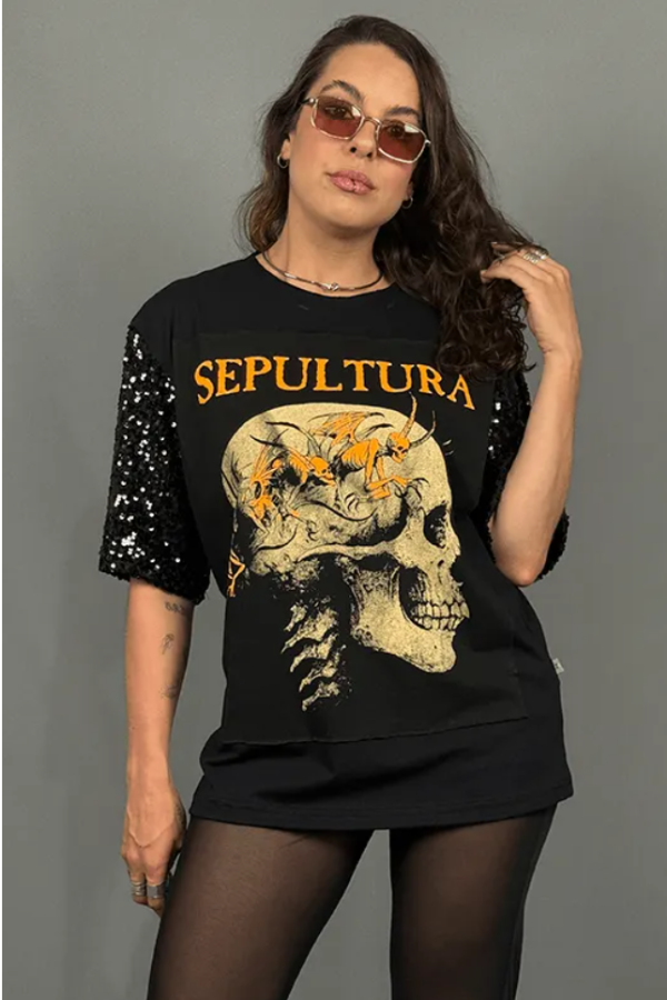 Sepultura Sequined Sleeve Tee