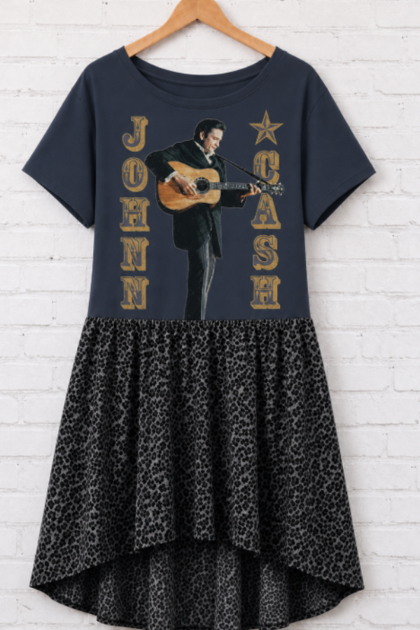 "Johnny Cash" Dusty Blue Upcycled Dress