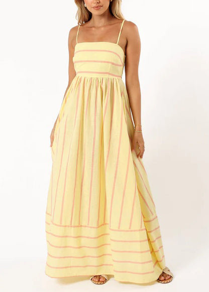 Robe longue à bretelles rayée