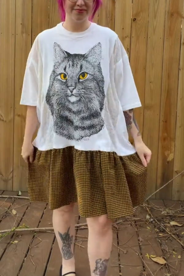 Tabby-Print Patchwork Dress