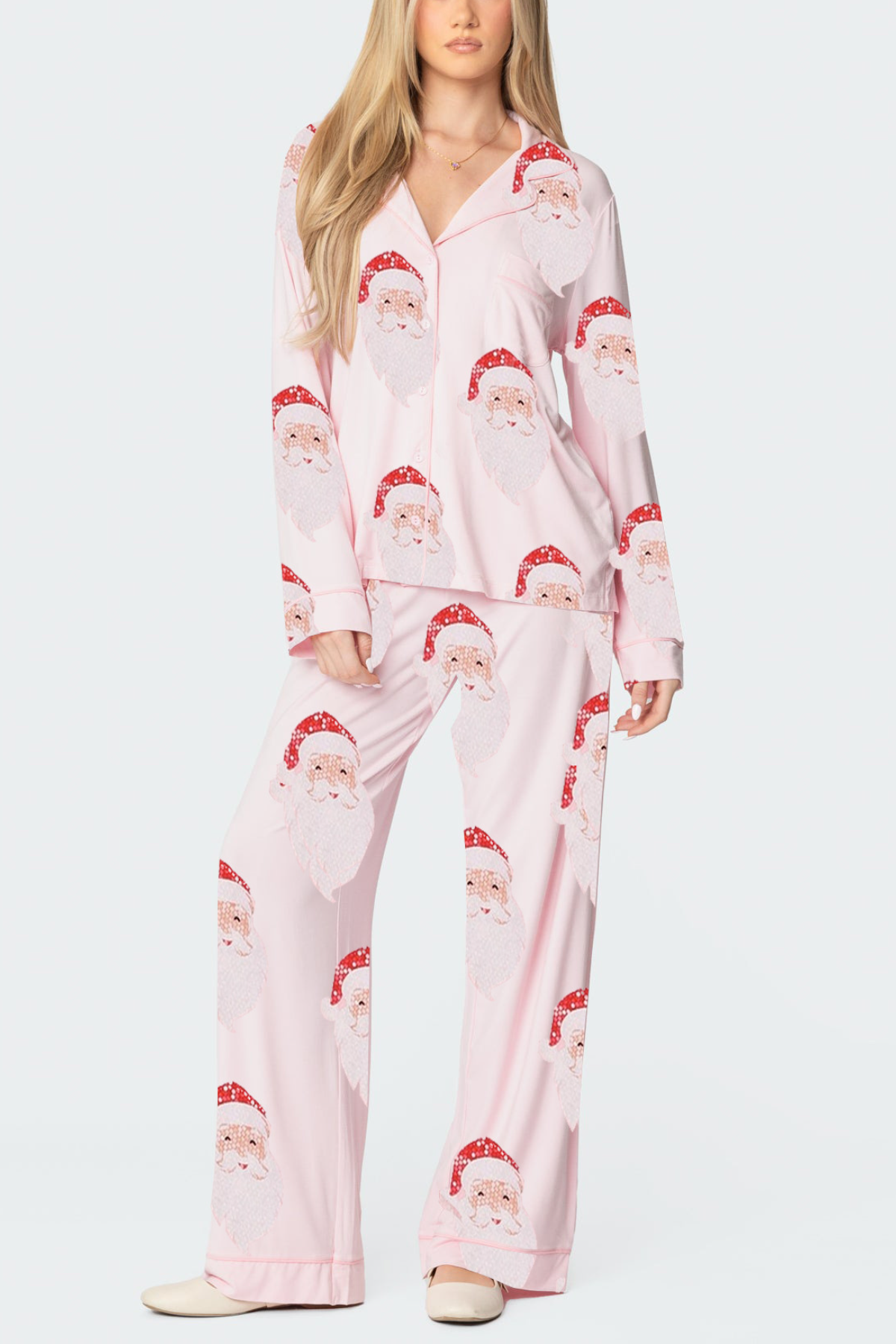 Women's Christmas Print Long-Sleeved Trousers Set