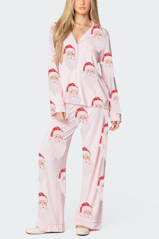 Women's Christmas Print Long-Sleeved Trousers Set