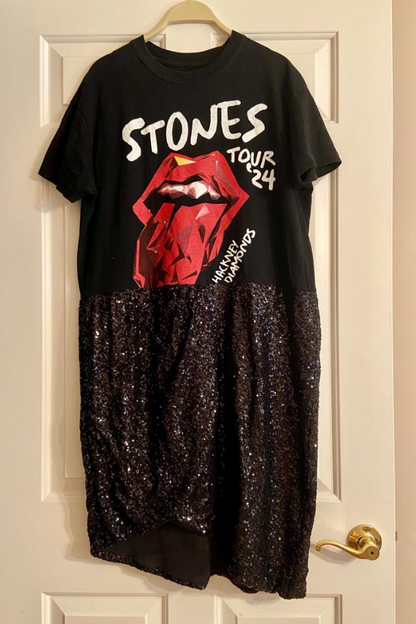 Rolling Stones Printed Pattern Patchwork Dress