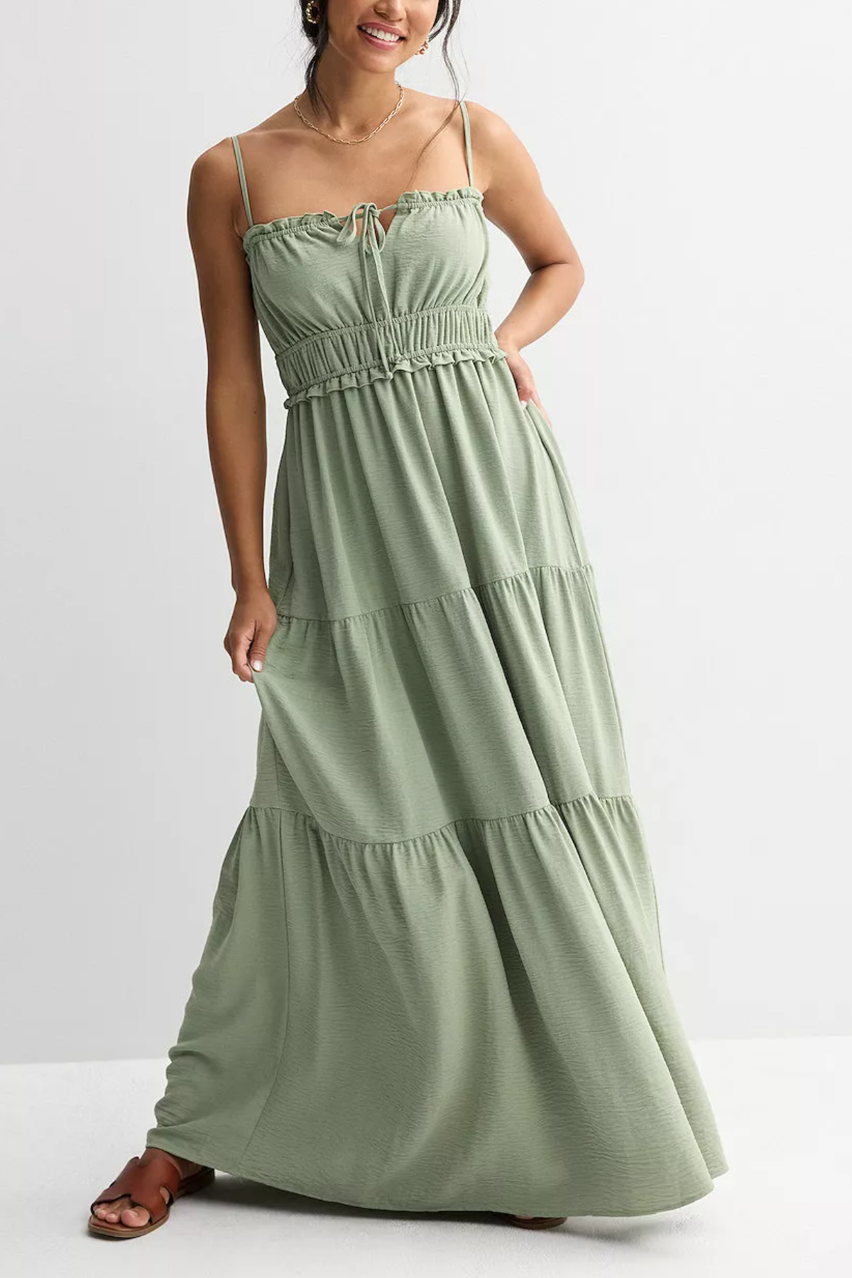 Juniors' Mary & Mo Airflow Tiered Maxi Dress