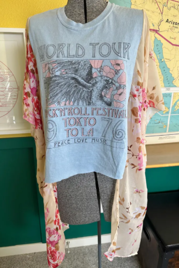 Music T-Shirt Poncho Top - Rock-n-Roll Festival