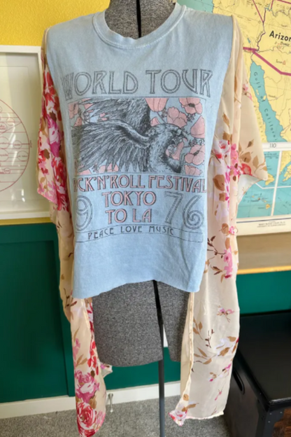 Music T-Shirt Poncho Top - Rock-n-Roll Festival