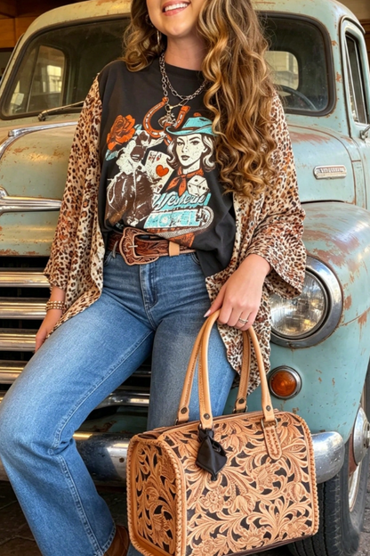 Printed Dolman-Sleeve T-Shirt Top