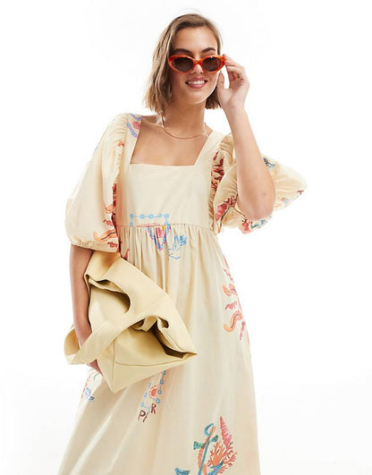 Robe mini à manches bouffantes et poches