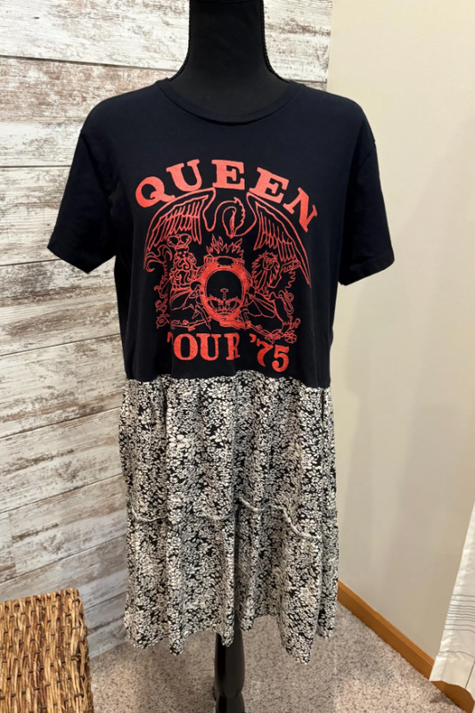 Queen Tour 1975-Print Patchwork Dress