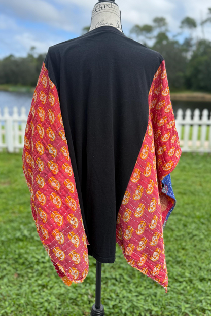 AC/DC Vintage Kantha Poncho Top