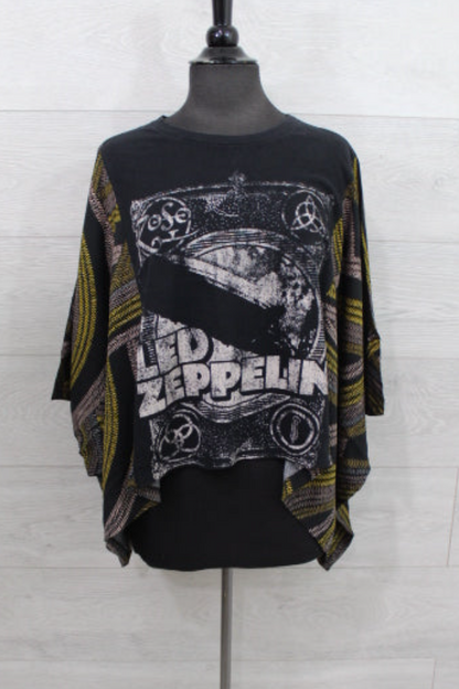 Zeppelin Band Print Bat Sleeve T-shirt (back Pocket)
