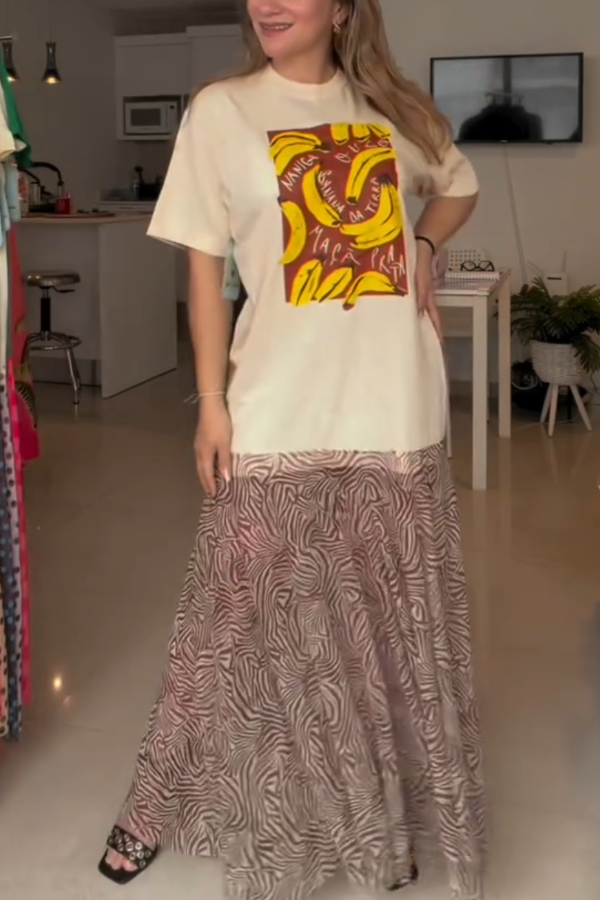 Banana Print Recycled Dress