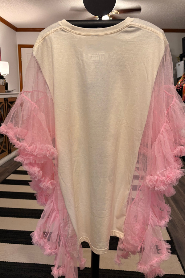 Women's Pink-haired Printed Bat-sleeve T-shirt