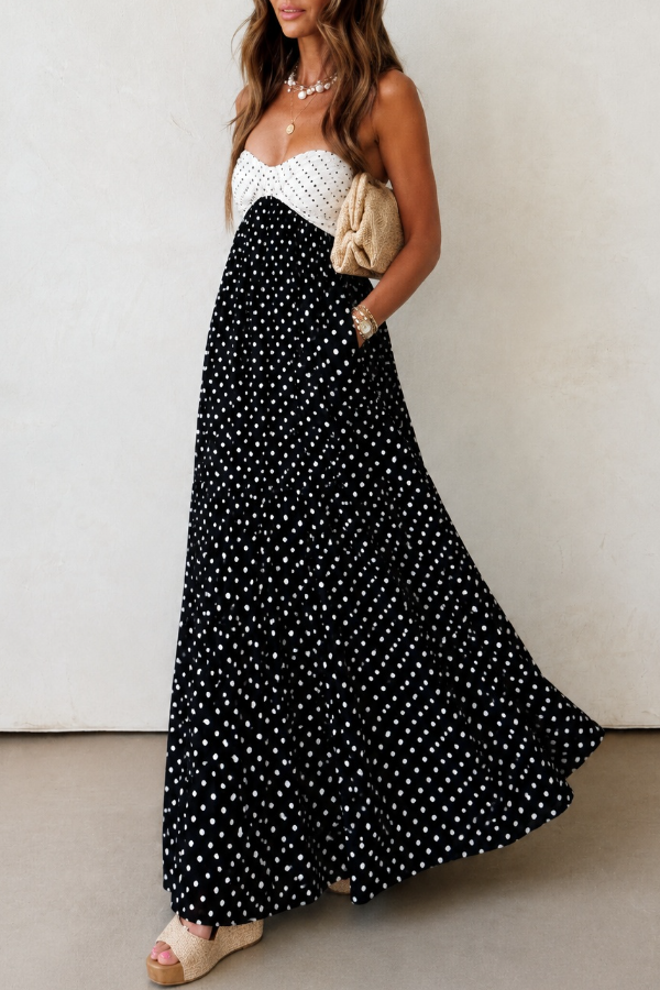 Elegant Polo Dot Colour Dress