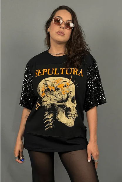 Sepultura Sequined Sleeve Tee
