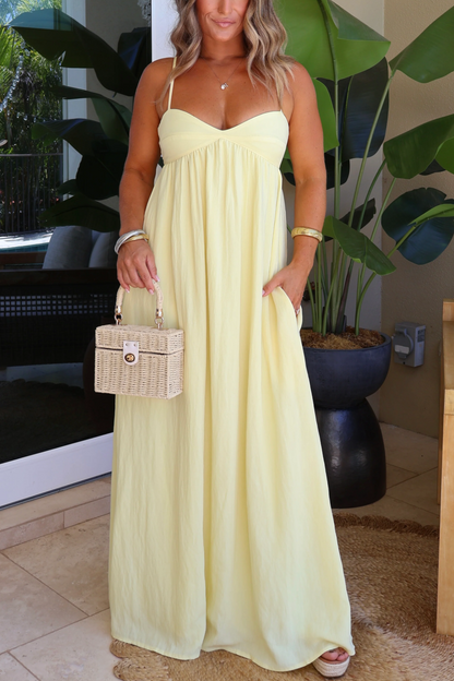 Gianna Empire Maxi Dress Lemon