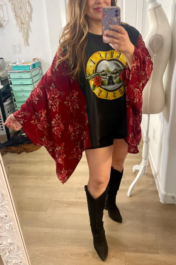 Guns N' Roses Print Dolman Sleeve Tee