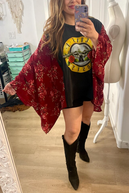 Guns N' Roses Print Dolman Sleeve Tee