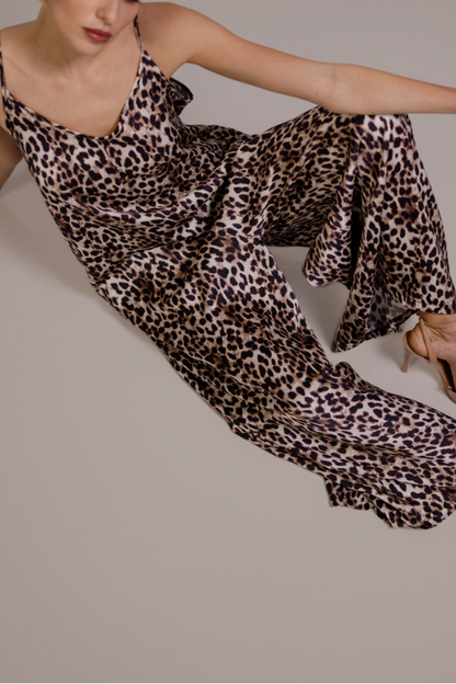 V-Neck Leopard Strap Jumpsuit