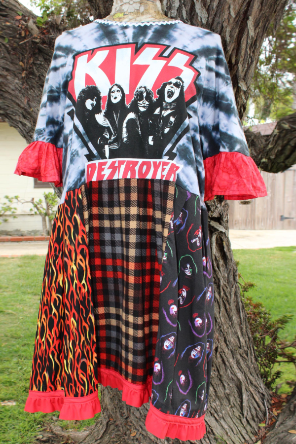 KISS Print Patchwork Short-Sleeve Dress