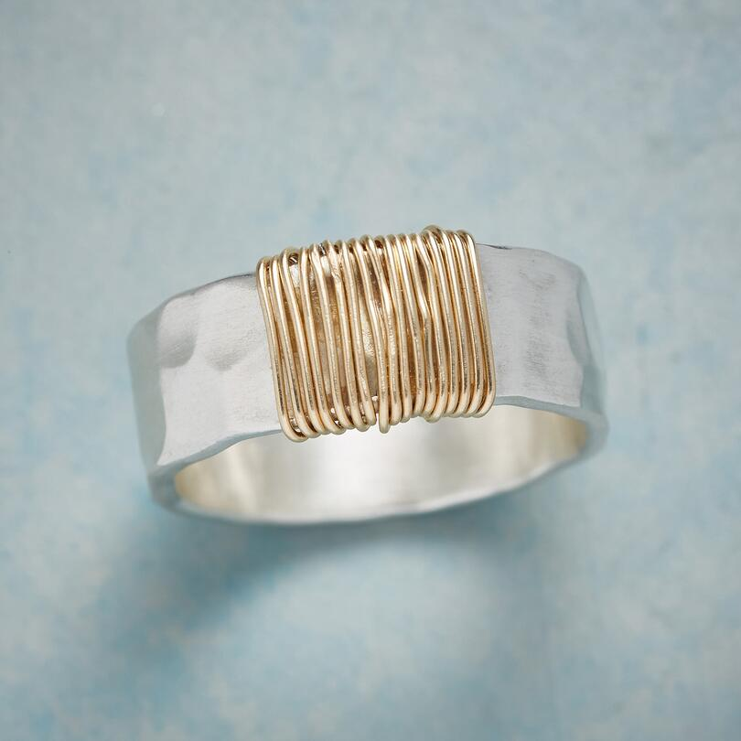 Bague en argent avec fils dorés vintage 