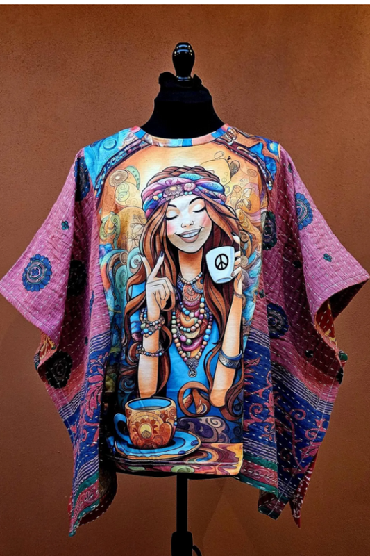 Pink and Blue Hippie Girl Mix & Match Tee