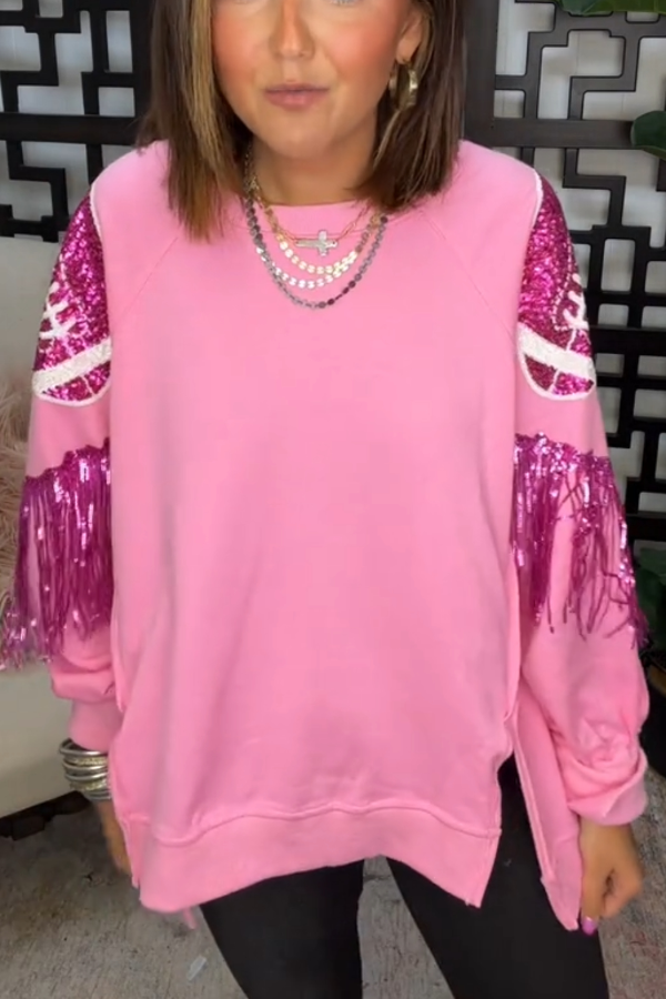 Rugby Sequin-print Tassel Hoodie