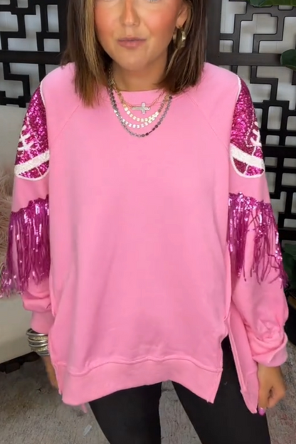 Rugby Sequin-print Tassel Hoodie