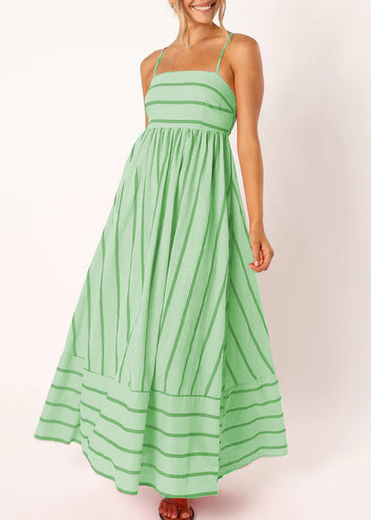 Robe longue à bretelles rayée