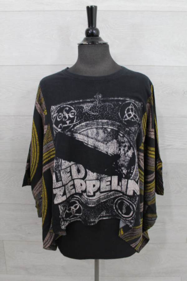 Zeppelin Band Print Bat Sleeve T-shirt (back Pocket)